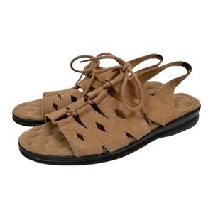 Cobbie Cuddlers Women's Ultra Massage Lace Up Leather Sandals Brown Tan 8.5W